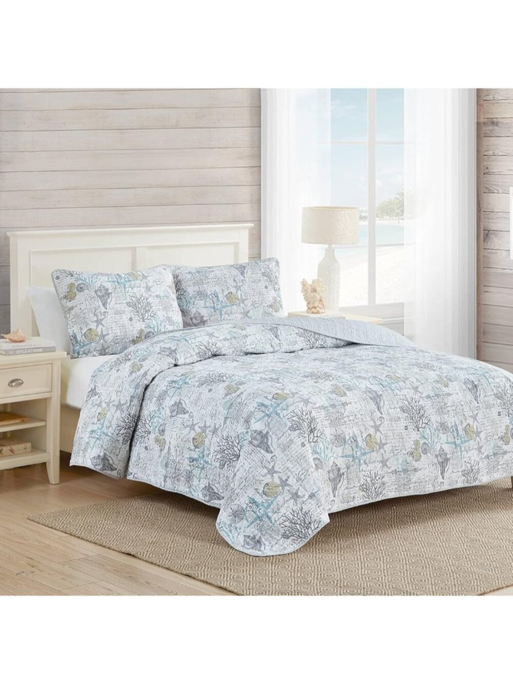 Twin Quilt Set, Reversible Cotton Bedding with Matching Sham, Pre-Washed for Add